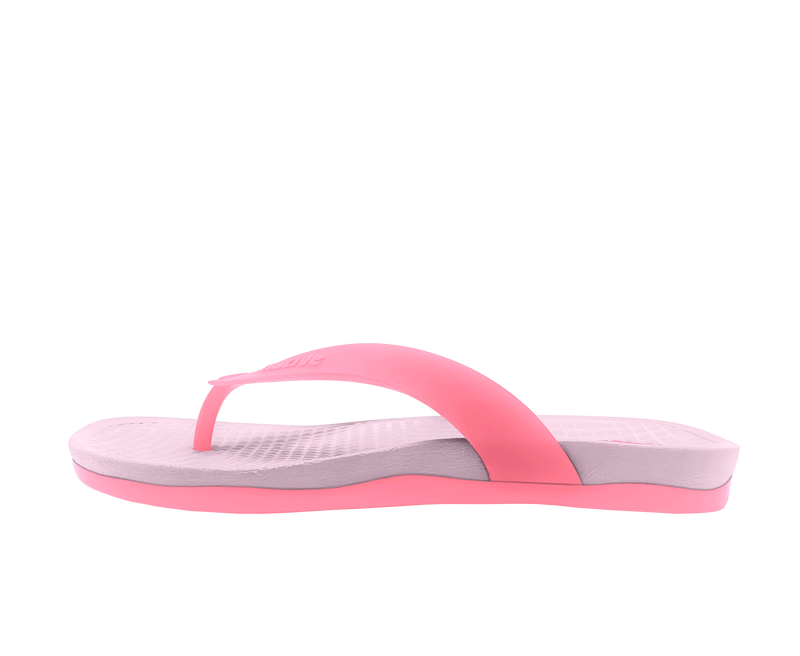 Side view of a Native Shoes Adults Paolo Wanderfoam Footwear in Barely Pink / Flamingo Pink