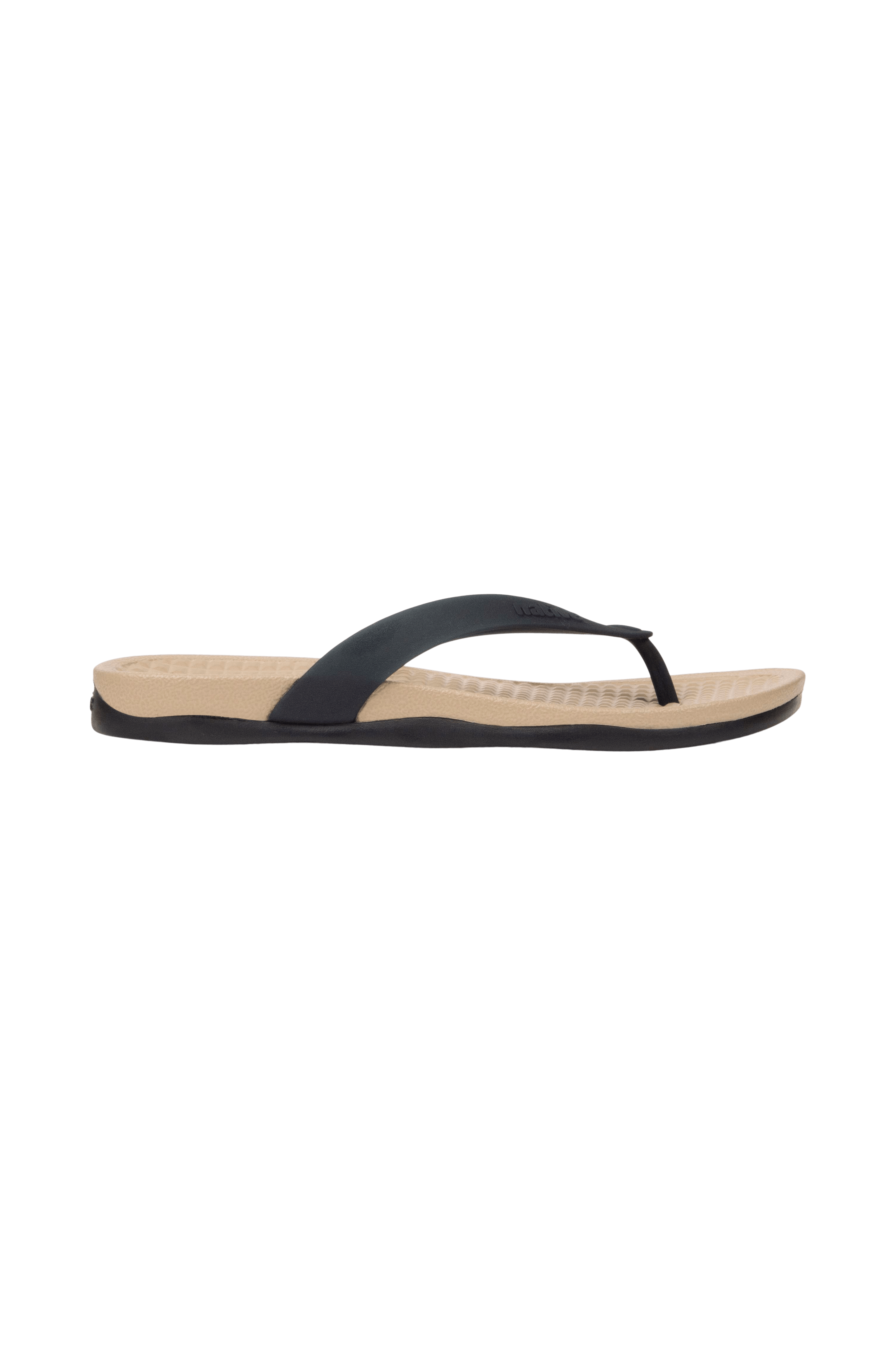 Side view of a Native Shoes Adults Paolo Wanderfoam Footwear in Flax Tan / Jiffy Black