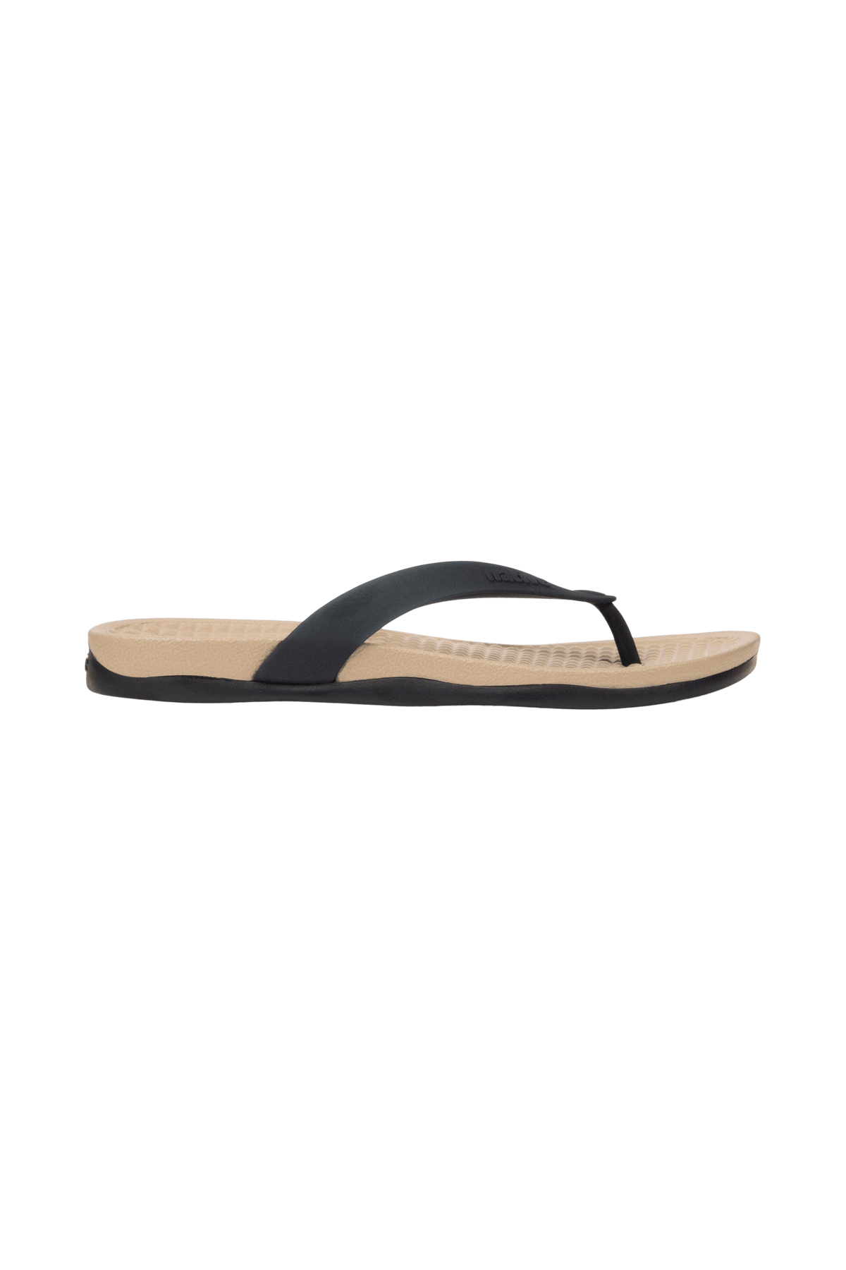 Side view of a Native Shoes Adults Paolo Wanderfoam Footwear in Flax Tan / Jiffy Black