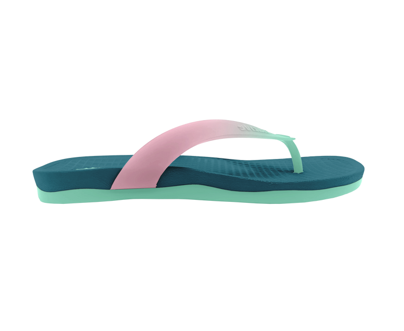 Side view of a Native Shoes Adults Paolo Wanderfoam Ombre Footwear in Faded Glory Blue / Fresco Green / Fresco Ombre