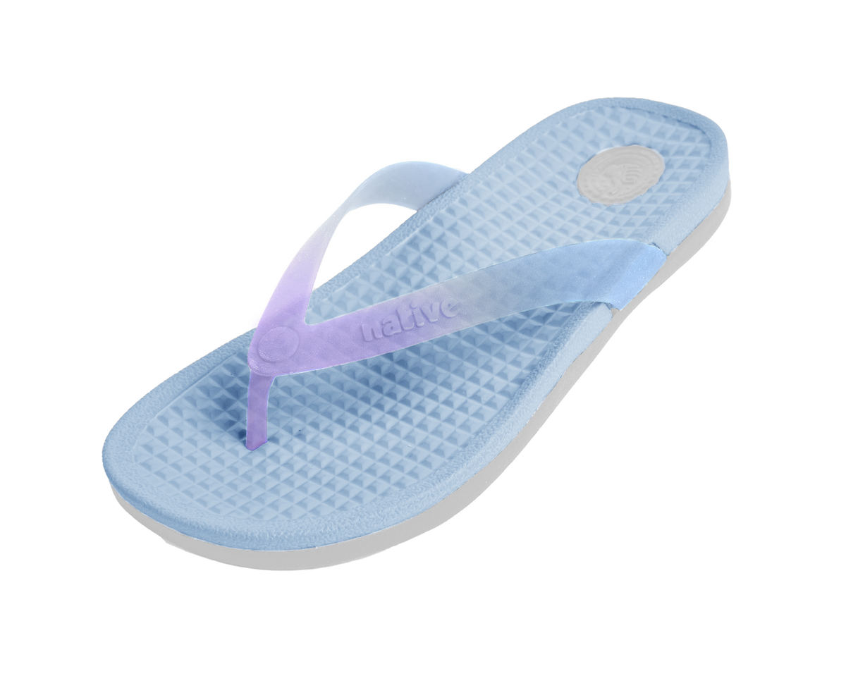 Angled view of a Native Shoes Paolo Wanderfoam Ombre | Skyway Blue / Dawn Blue / Twirling Ombre Footwear in Skyway Blue / Dawn Blue / Twirling Ombre