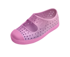 Angled view of a Native Shoes Kids Jefferson Juniper Metallic Bk Kids | Malibu Pink Metallic / Malibu Pink Footwear in Malibu Pink Metallic / Malibu Pink