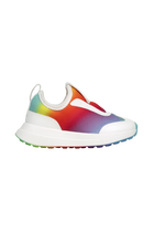 Side view of a Native Shoes Kids Robbie Dash Print Kids Footwear in Shell White / Shell White / Rainbow