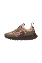 Angled view of a Native Shoes Kids Robbie Dash Print Kids | Shlwht/Shlwht/Tuffcamo Footwear in Shlwht/Shlwht/Tuffcamo