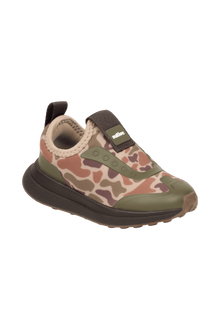 Bottom view of a Native Shoes Kids Robbie Dash Print Kids | Shlwht/Shlwht/Tuffcamo Footwear in Shlwht/Shlwht/Tuffcamo