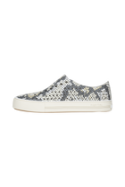 Angled view of a Native Shoes Jefferson Arc Wanderfoam Print | Slkgry/Pprwht/Slkpython Footwear in Slkgry/Pprwht/Slkpython