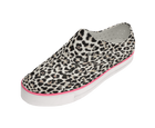 Angled view of a Native Shoes Jefferson Arc Wanderfoam Print | Shell White / Whisper White / Leopard Footwear in Shell White / Whisper White / Leopard