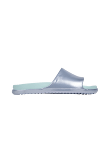 Side view of a Native Shoes Adults Spencer Lx Wanderfoam Metallic Footwear in Skyway Blue Metallic / Harbor Blue