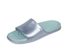 Angled view of a Native Shoes Spencer Lx Wanderfoam Metallic | Skyway Blue Metallic / Harbor Blue Footwear in Skyway Blue Metallic / Harbor Blue