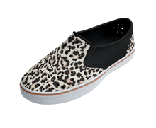 Angled view of a Native Shoes Miles Wanderfoam Print | Jiffy Black / Shell White / Summer Fun Footwear in Jiffy Black / Shell White / Summer Fun