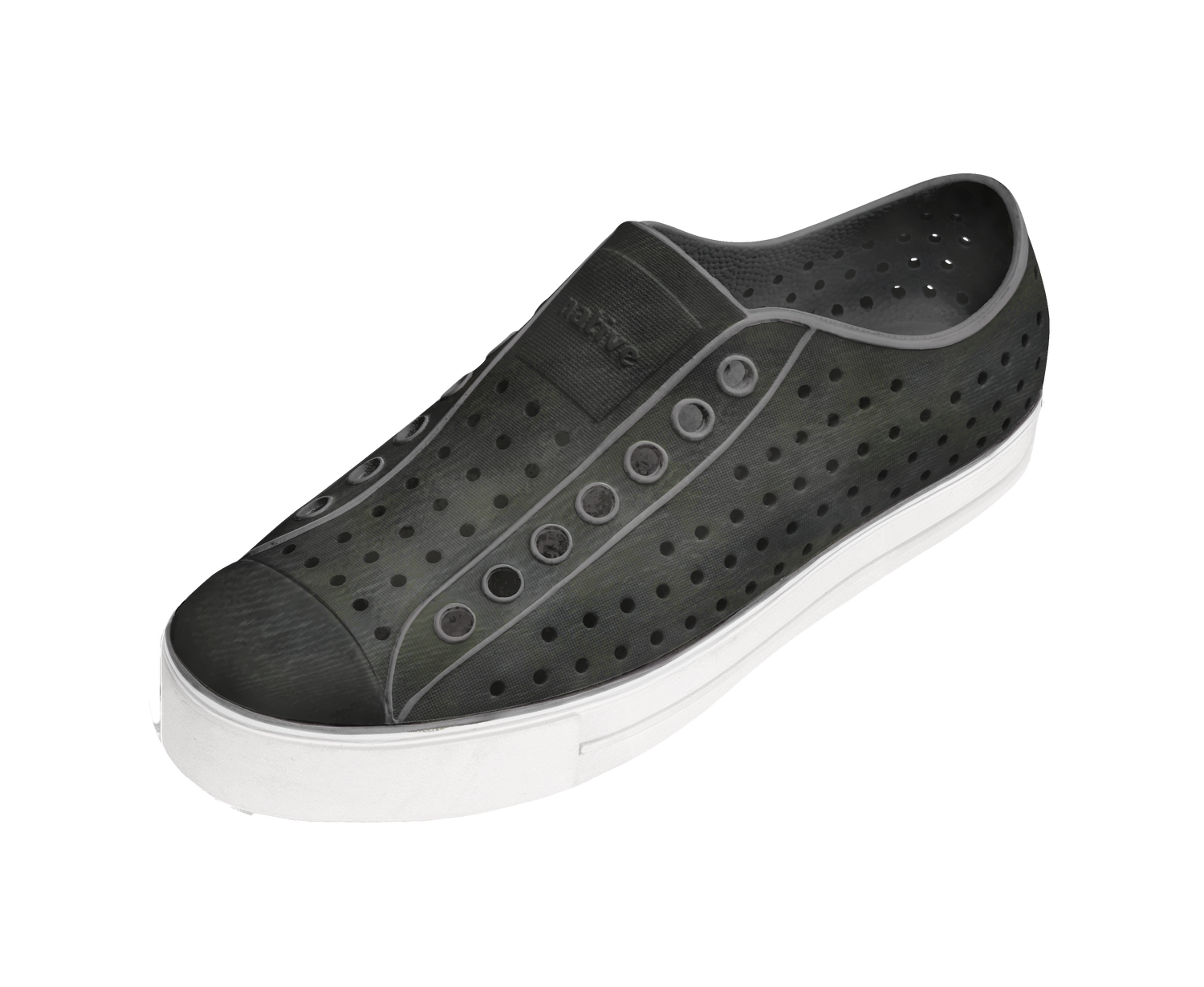 Angled view of a Native Shoes Jefferson Arc Wf Stonewash | Satellite Grey / Whisper White / Brushed Footwear in Satellite Grey / Whisper White / Brushed