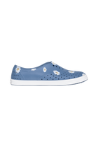 Side view of a Native Shoes Adults Jericho Wanderfoam Print Footwear in Oasisbl/Shlwht/Daisyaop