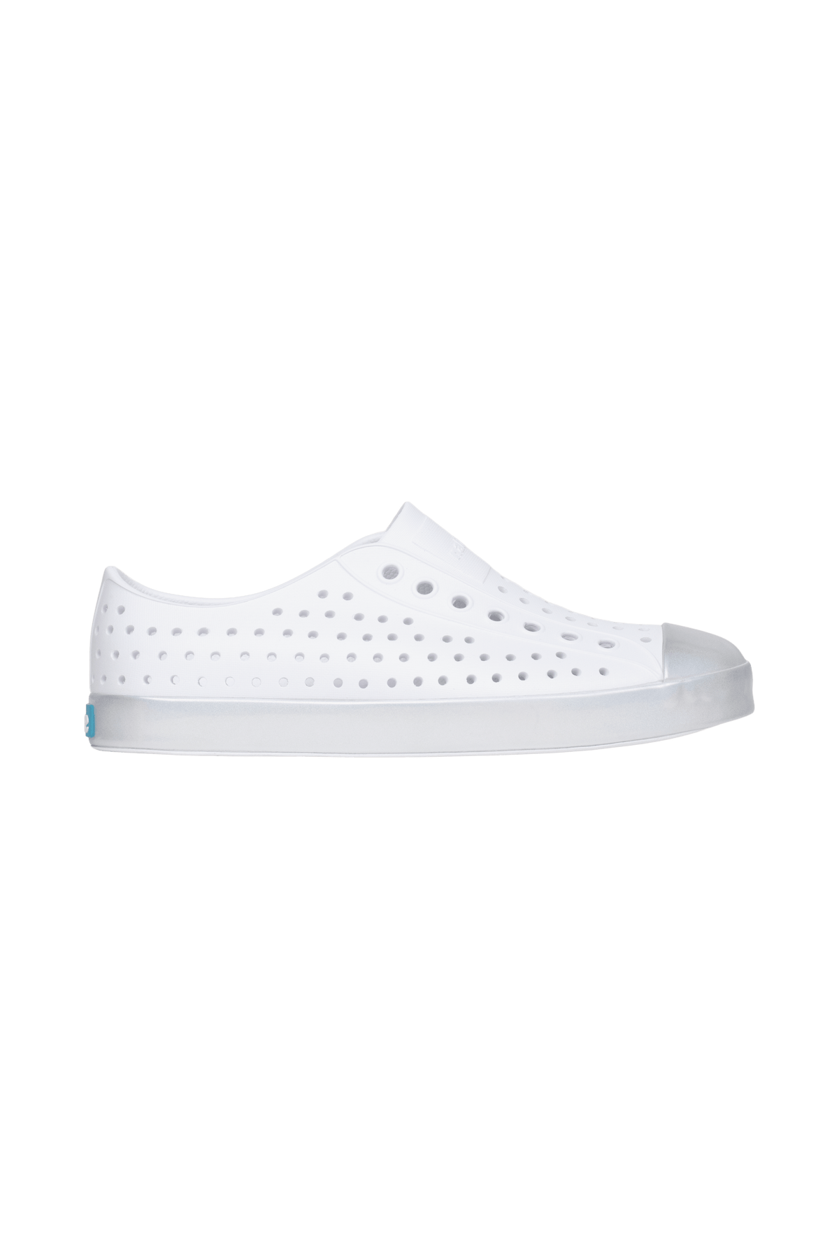 Side view of a Native Shoes Adults Jefferson Wanderfoam Wrp Footwear in Shlwht/Holo