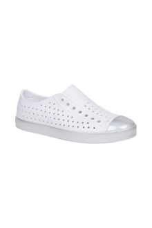 Bottom view of a Native Shoes Jefferson Wanderfoam Wrp | Shlwht/Holo Footwear in Shlwht/Holo