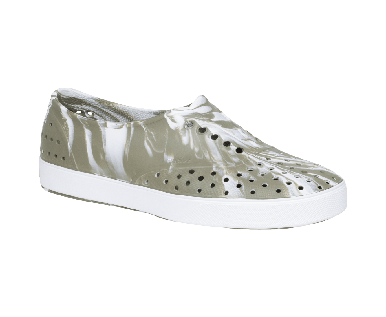 Bottom view of a Native Shoes Miller Wanderfoam Marbled | Vetshlmarble/Shlwht Footwear in Vetshlmarble/Shlwht