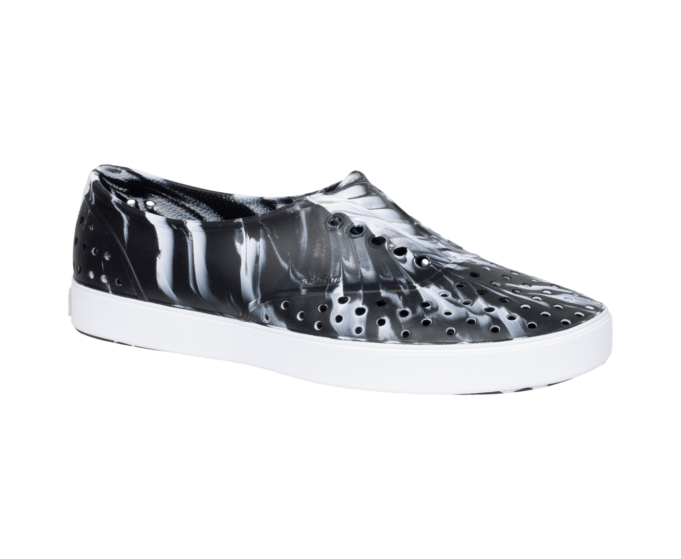 Bottom view of a Native Shoes Miller Wanderfoam Marbled | Jfyshlmarble/Shlwht Footwear in Jfyshlmarble/Shlwht