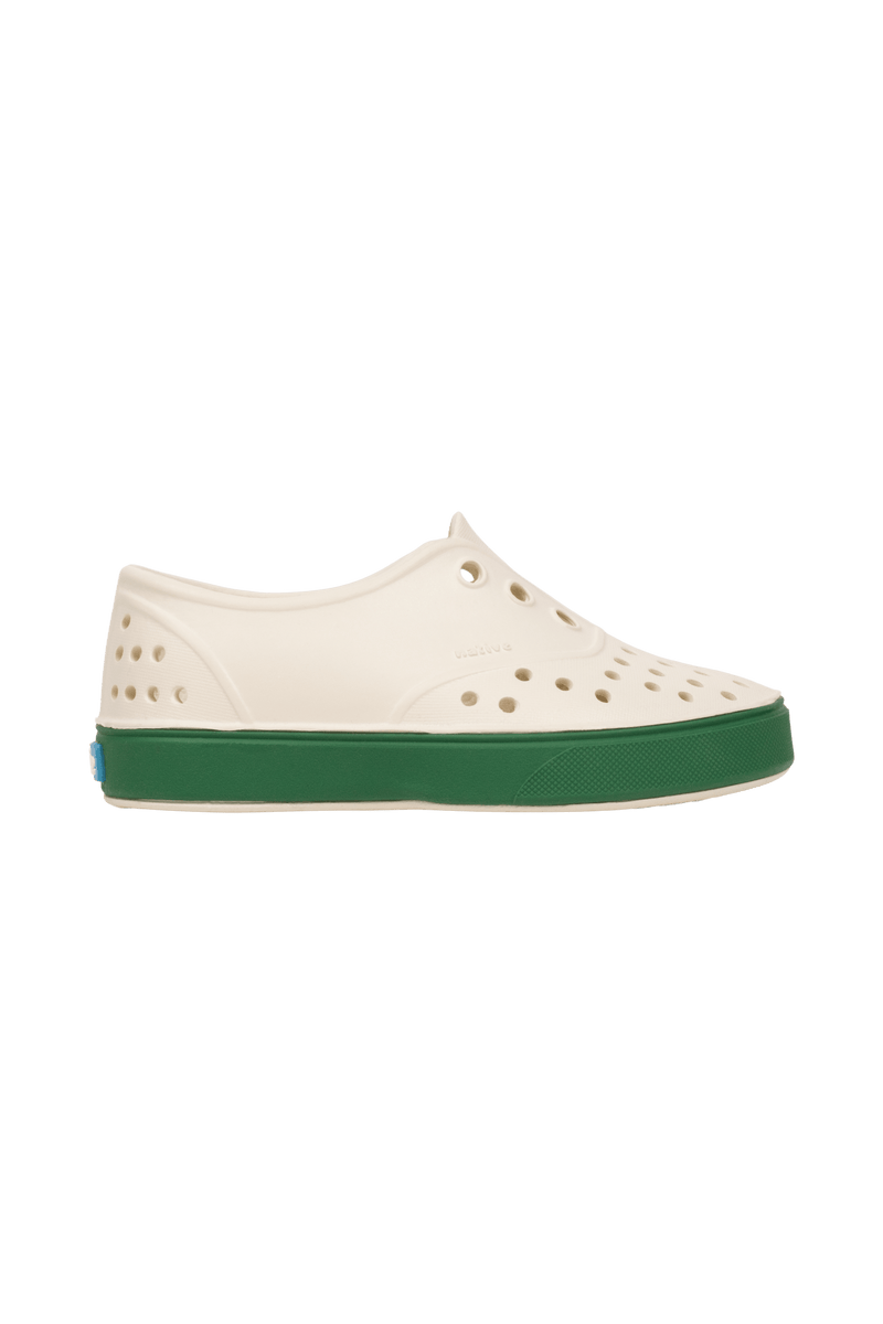Side view of a Native Shoes Kids Miller Kids Footwear in Bnwht/Hntrgr