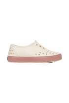 Side view of a Native Shoes Kids Miller Kids Footwear in Bnwht/Caypnk