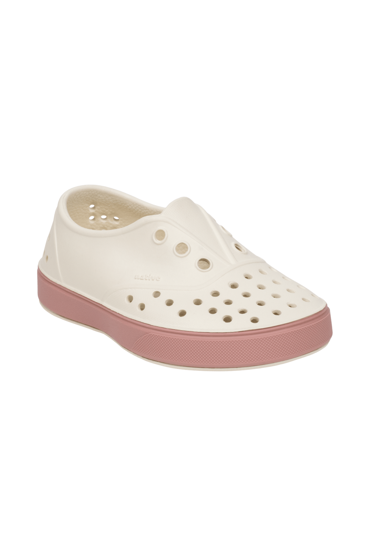 Bottom view of a Native Shoes Kids Miller Kids | Bnwht/Caypnk Footwear in Bnwht/Caypnk