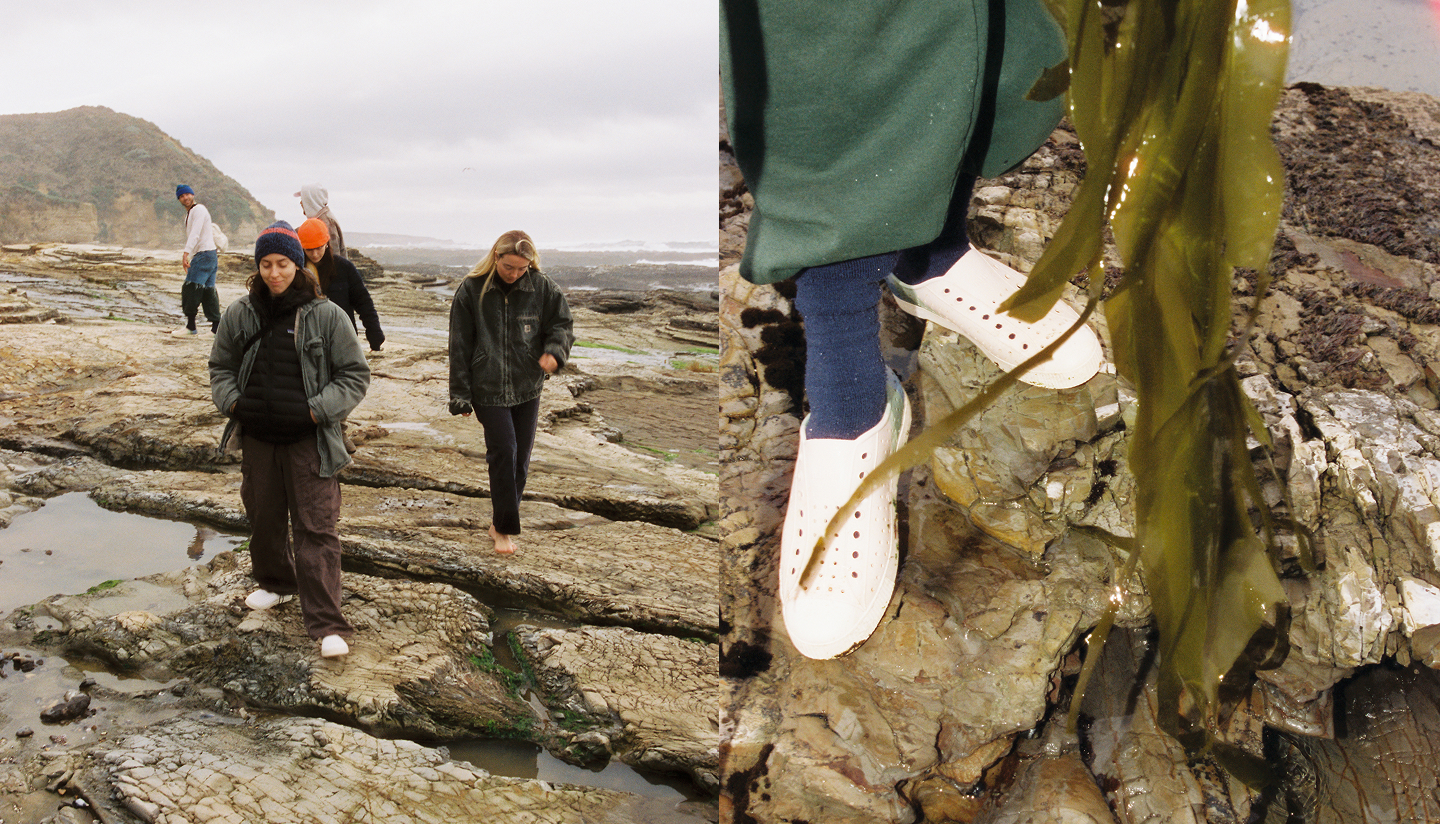 Exploring tidepools in Native Shoes the Jefferson Bloom
