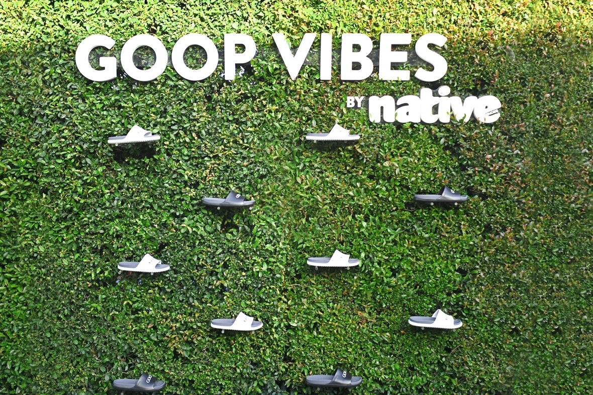 goop VIBES green wall by Native Shoes